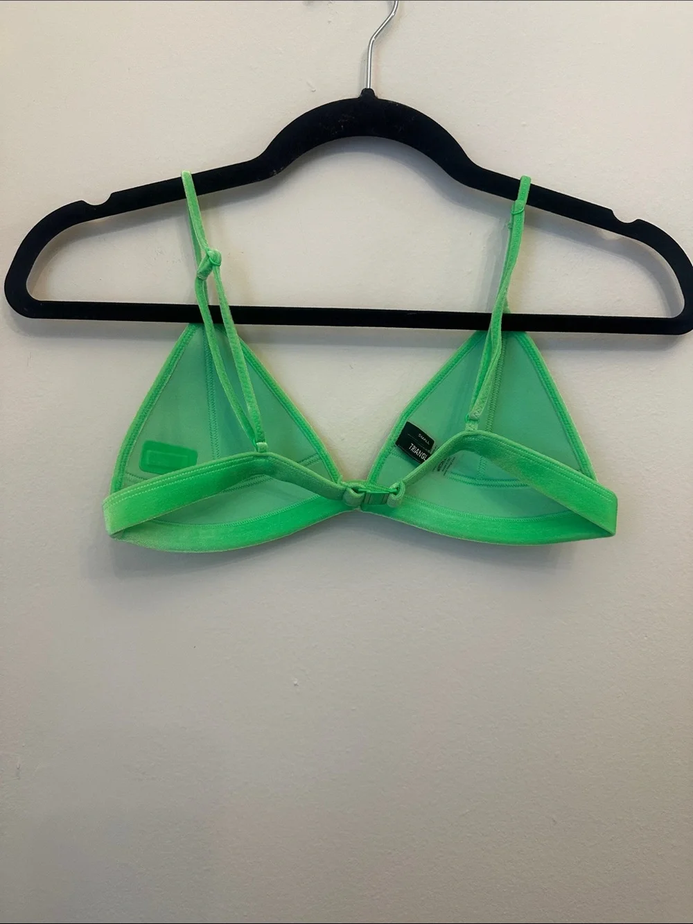Triangl Bikini Top‎ Swimwear Neon Green Plush Neoprene Sz S Adjustable Straps
